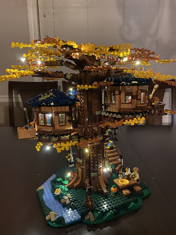 Tree house with light
